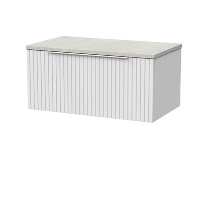 [BFLF125LSWG] Callingwood Contemporary Wall Hung 1 Drawer Vanity Unit with White Sparkle Laminate Worktop, Choice of Size and Colour - Cutout