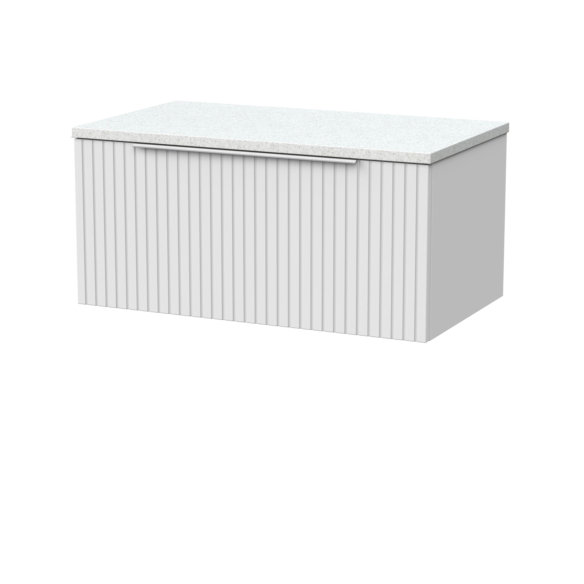 [BFLF125LWN] Callingwood Contemporary Wall Hung 1 Drawer Vanity Unit with White Nebula Laminate Worktop, Choice of Size and Colour - Cutout