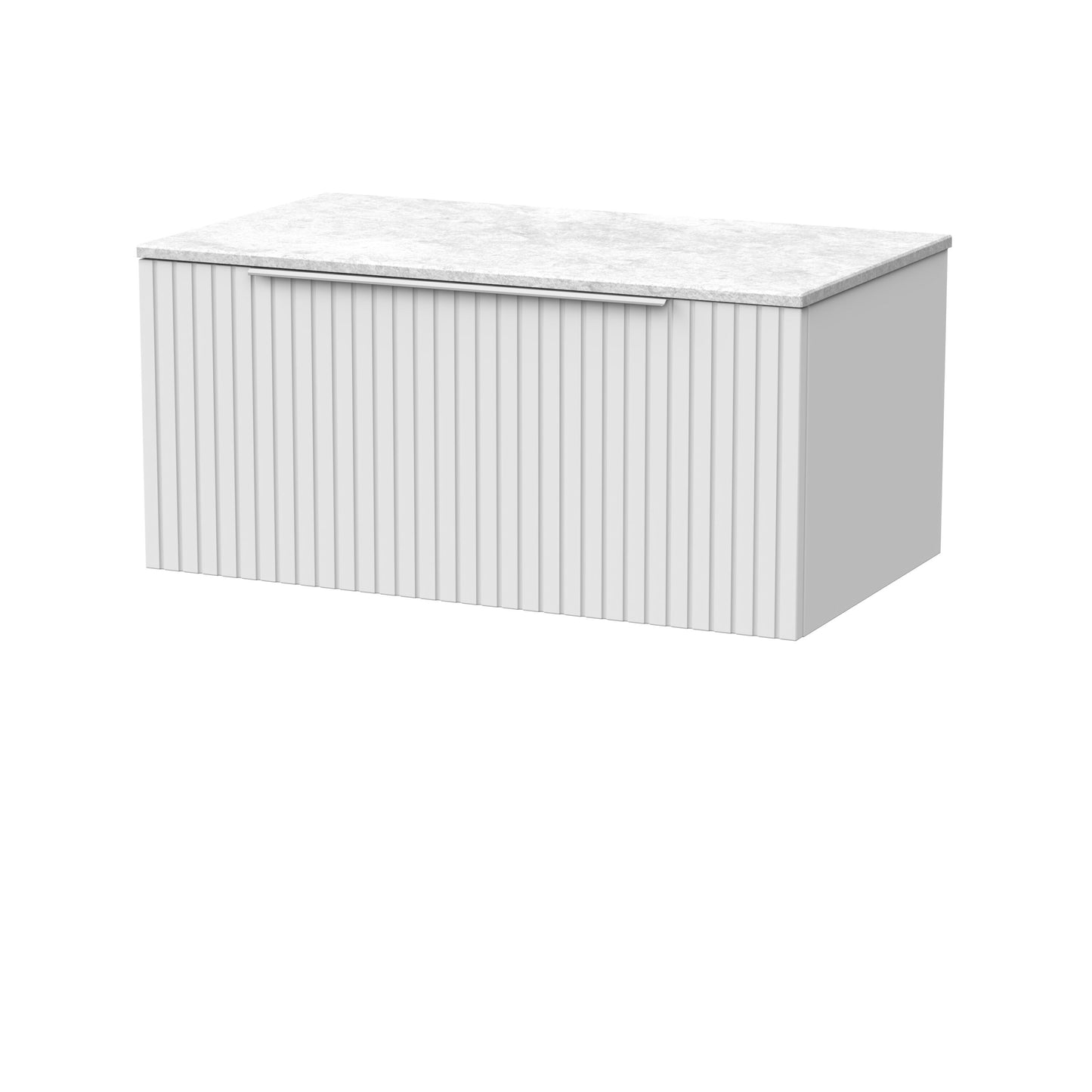 [BFLF125WMT] Callingwood Contemporary Wall Hung 1 Drawer Vanity Unit with White Marble Worktop, Choice of Size and Colour - Cutout