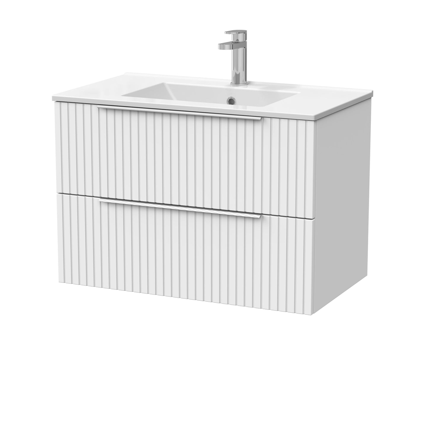 [BFLF126C] Callingwood Contemporary Wall Hung 2 Drawer Vanity Unit with Minimalist Ceramic Basin, Choice of Size and Colour - Cutout