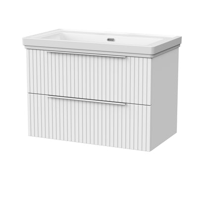 [BFLF126H] Callingwood Contemporary Wall Hung 2 Drawer Vanity Unit with Traditional 0 Tap Hole Fireclay Basin, Choice of Size and Colour - Cutout