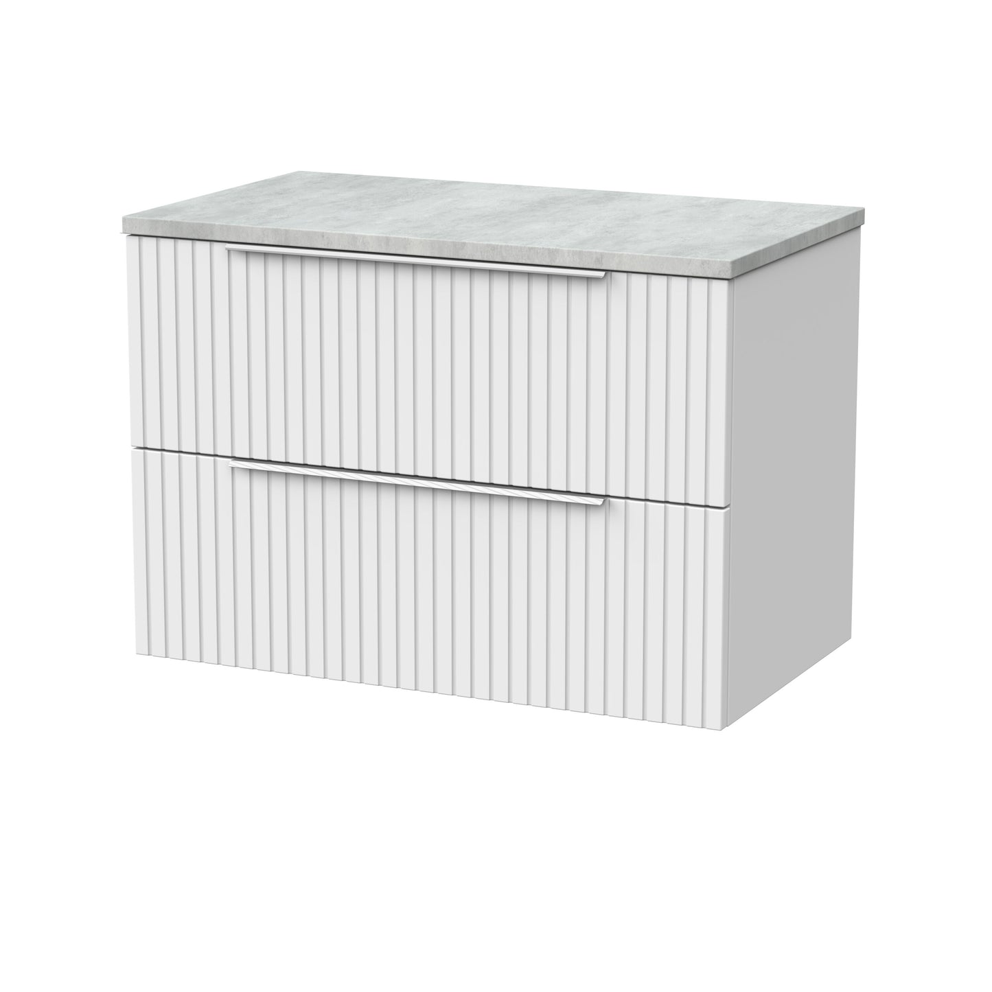 [BFLF126LBG] Callingwood Contemporary Wall Hung 2 Drawer Vanity Unit with Bellato Grey Laminate Worktop, Choice of Size and Colour - Cutout
