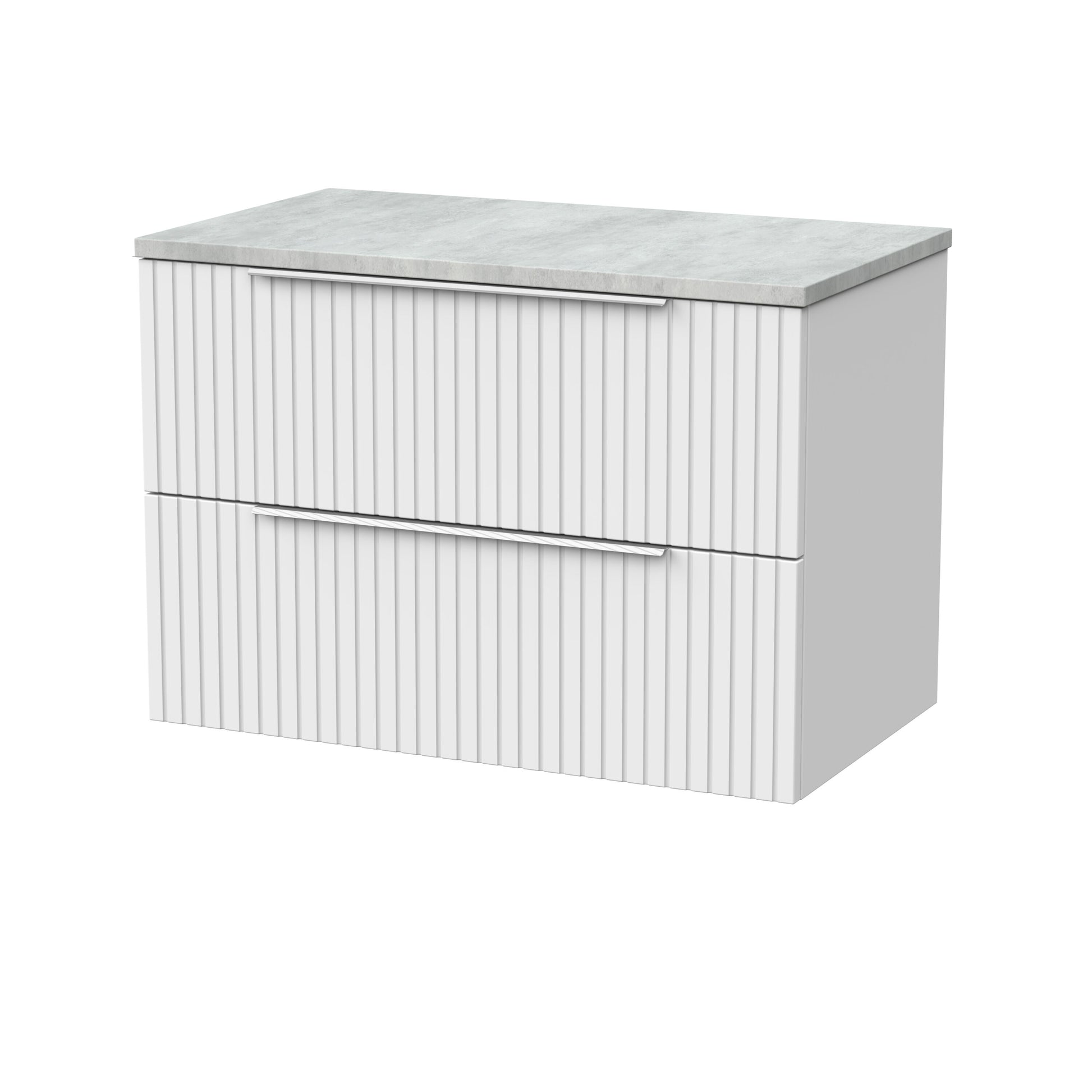[BFLF126LBG] Callingwood Contemporary Wall Hung 2 Drawer Vanity Unit with Bellato Grey Laminate Worktop, Choice of Size and Colour - Cutout