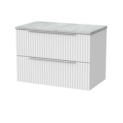 [BFLF126LBG] Callingwood Contemporary Wall Hung 2 Drawer Vanity Unit with Bellato Grey Laminate Worktop, Choice of Size and Colour - Cutout