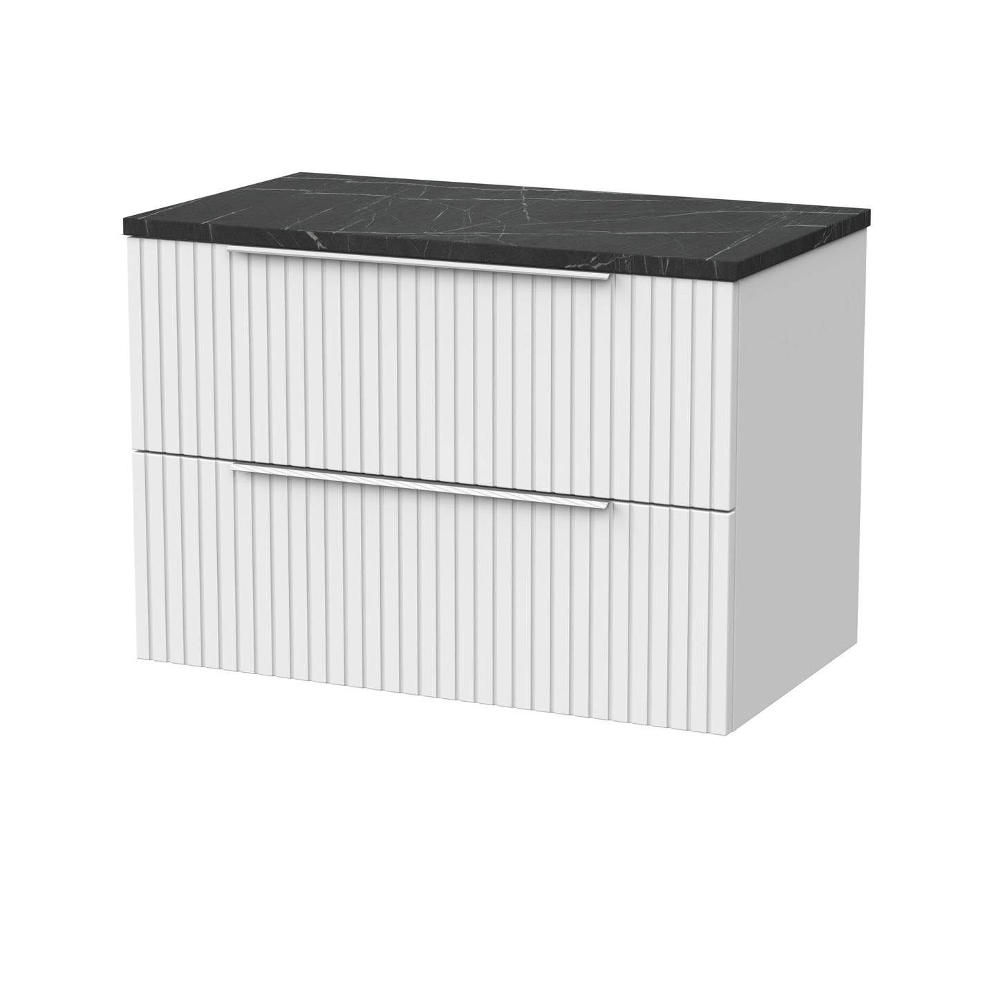 [BFLF126LBP] Callingwood Contemporary Wall Hung 2 Drawer Vanity Unit with Black Pietra Marble Laminate Worktop, Choice of Size and Colour - Cutout