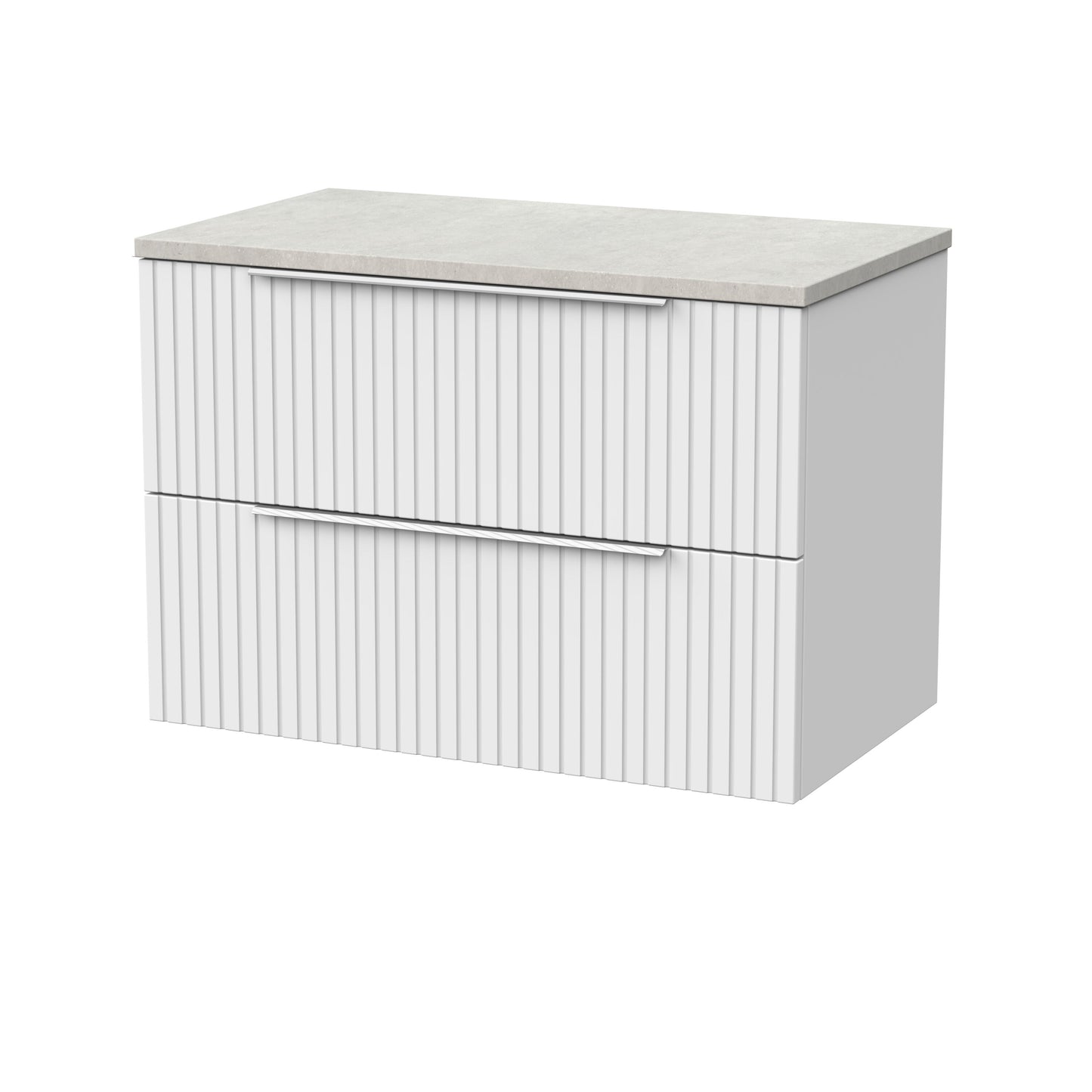 [BFLF126LSWG] Callingwood Contemporary Wall Hung 2 Drawer Vanity Unit with White Sparkle Laminate Worktop, Choice of Size and Colour - Cutout