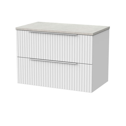 [BFLF126LSWG] Callingwood Contemporary Wall Hung 2 Drawer Vanity Unit with White Sparkle Laminate Worktop, Choice of Size and Colour - Cutout