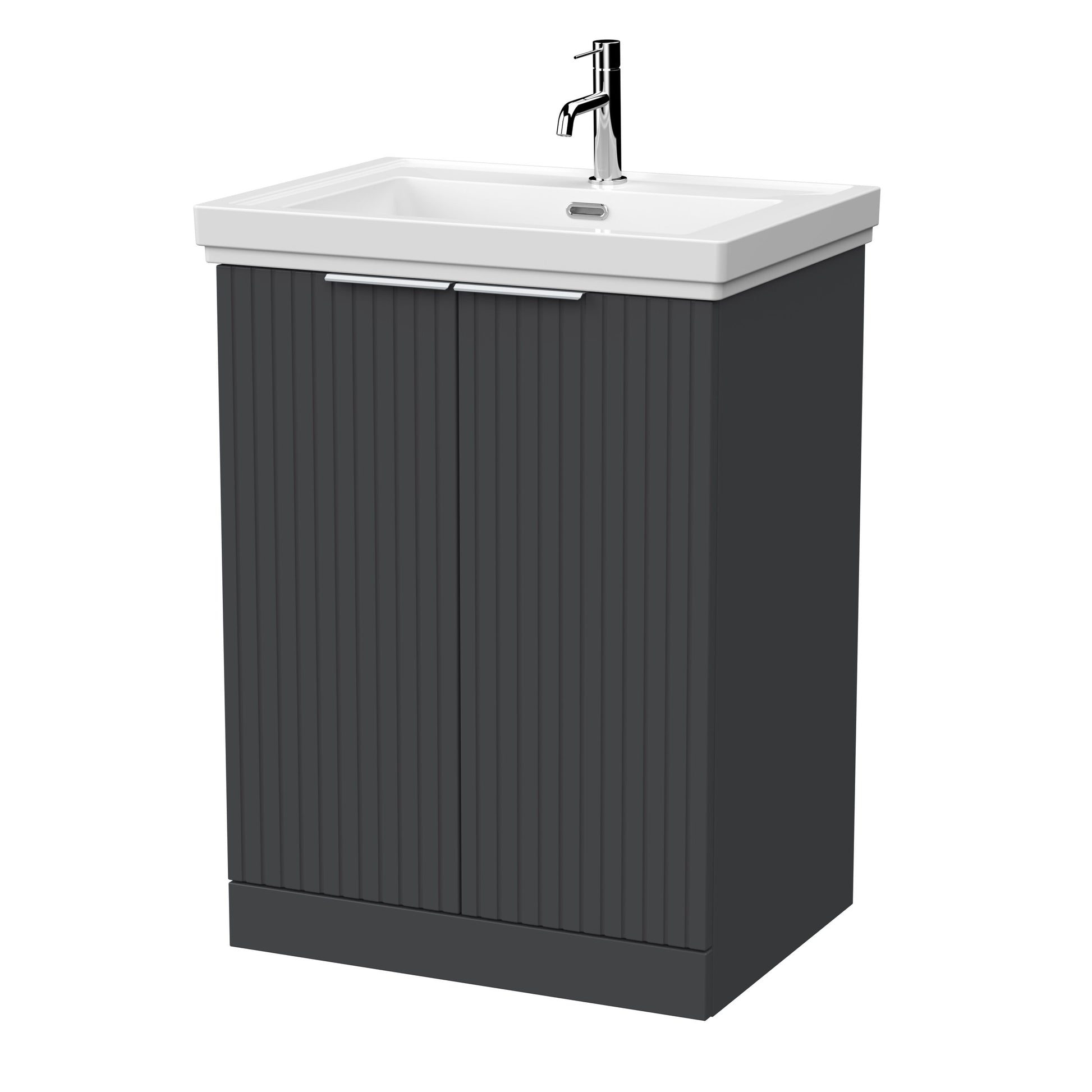 [BFLF1403A] Callingwood Contemporary Floor Standing 2 Door Vanity Unit with Traditional 1 Tap Hole Fireclay Basin, Choice of Size and Colour - Cutout