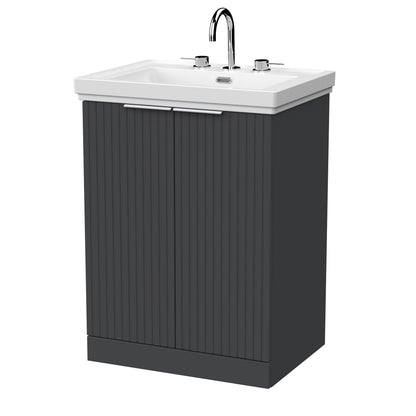 [BFLF1403B] Callingwood Contemporary Floor Standing 2 Door Vanity Unit with Traditional 3 Tap Hole Fireclay Basin, Choice of Size and Colour - Cutout