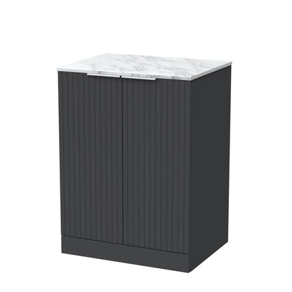 [BFLF1403CMT] Callingwood Contemporary Floor Standing 2 Door Vanity Unit with Carrera Marble Worktop, Choice of Size and Colour - Cutout