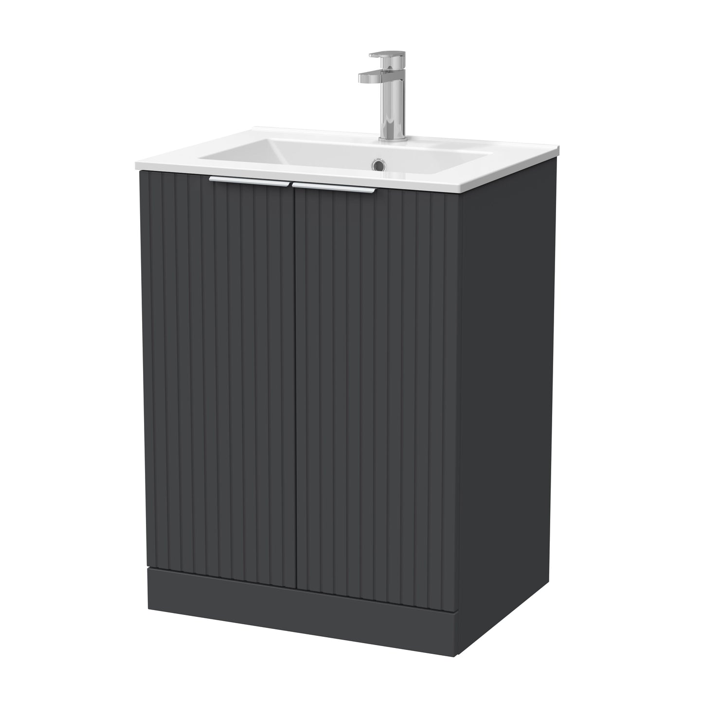[BFLF1403C] Callingwood Contemporary Floor Standing 2 Door Vanity Unit with Minimalist Ceramic Basin, Choice of Size and Colour - Cutout