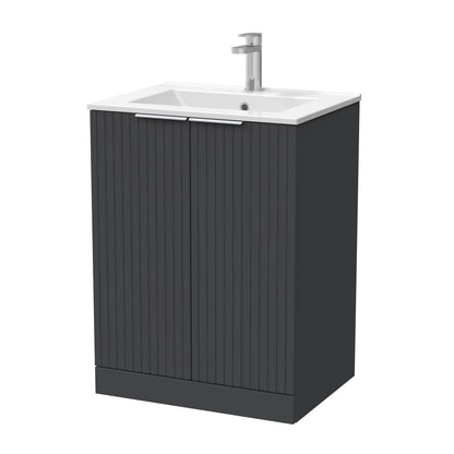 [BFLF1403C] Callingwood Contemporary Floor Standing 2 Door Vanity Unit with Minimalist Ceramic Basin, Choice of Size and Colour - Cutout