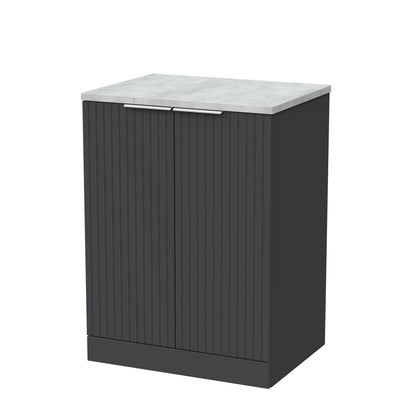 [BFLF1403LBG] Callingwood Contemporary Floor Standing 2 Door Vanity Unit with Bellato Grey Laminate Worktop, Choice of Size and Colour - Cutout