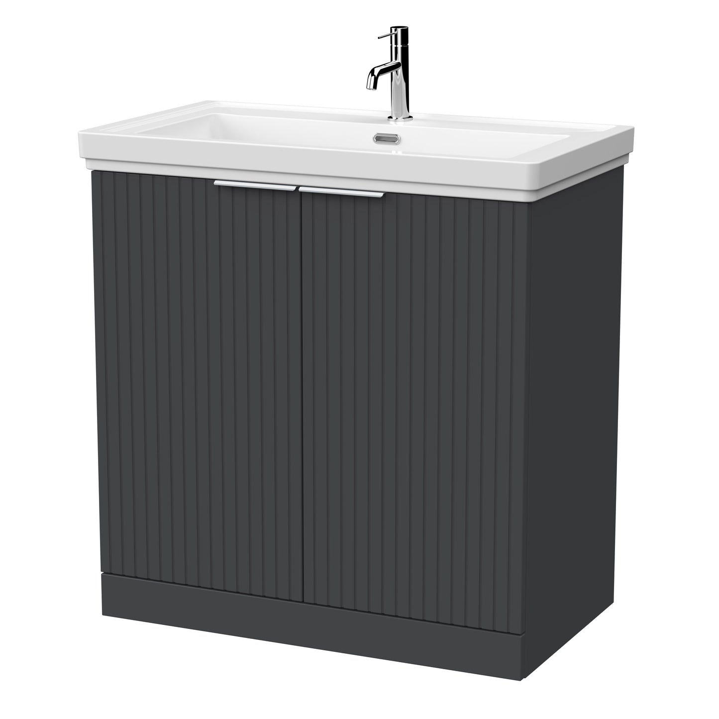 [BFLF1405A] Callingwood Contemporary Floor Standing 2 Door Vanity Unit with Traditional 1 Tap Hole Fireclay Basin, Choice of Size and Colour - Cutout