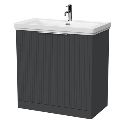 [BFLF1405A] Callingwood Contemporary Floor Standing 2 Door Vanity Unit with Traditional 1 Tap Hole Fireclay Basin, Choice of Size and Colour - Cutout