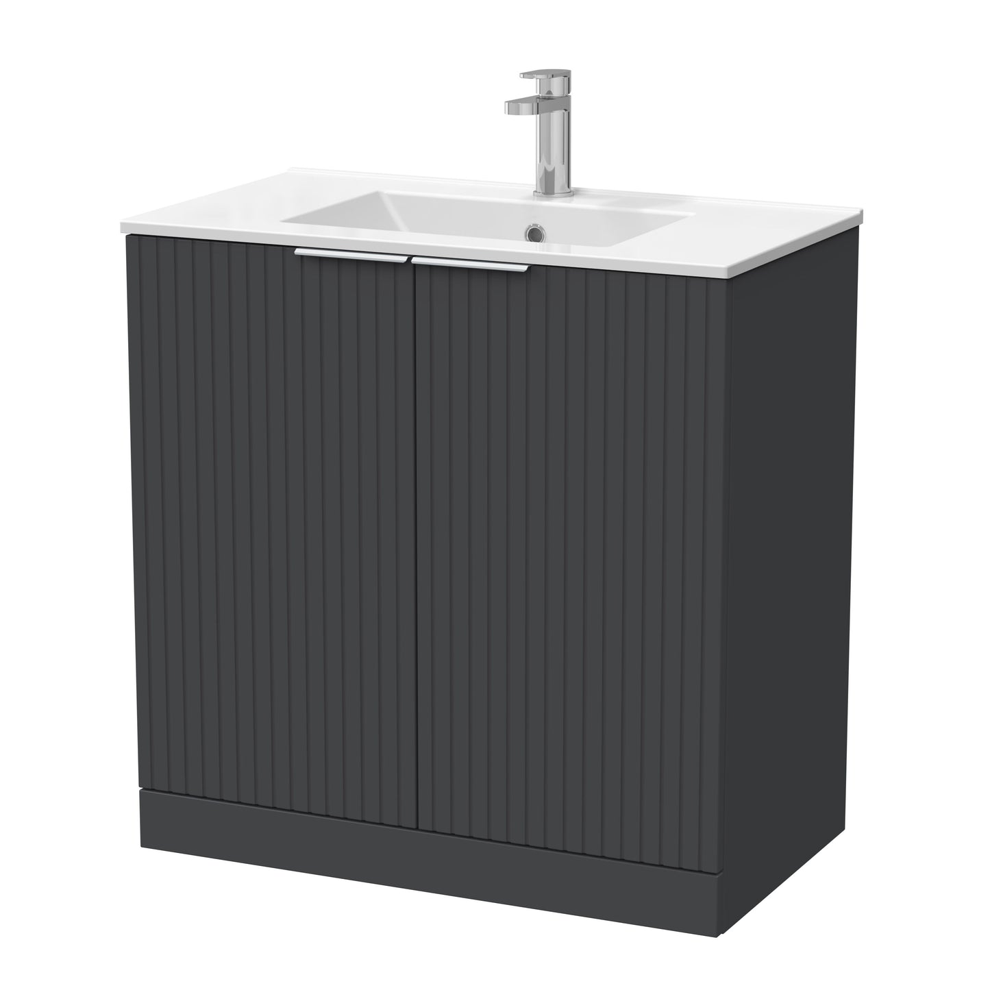 [BFLF1405C] Callingwood Contemporary Floor Standing 2 Door Vanity Unit with Minimalist Ceramic Basin, Choice of Size and Colour - Cutout