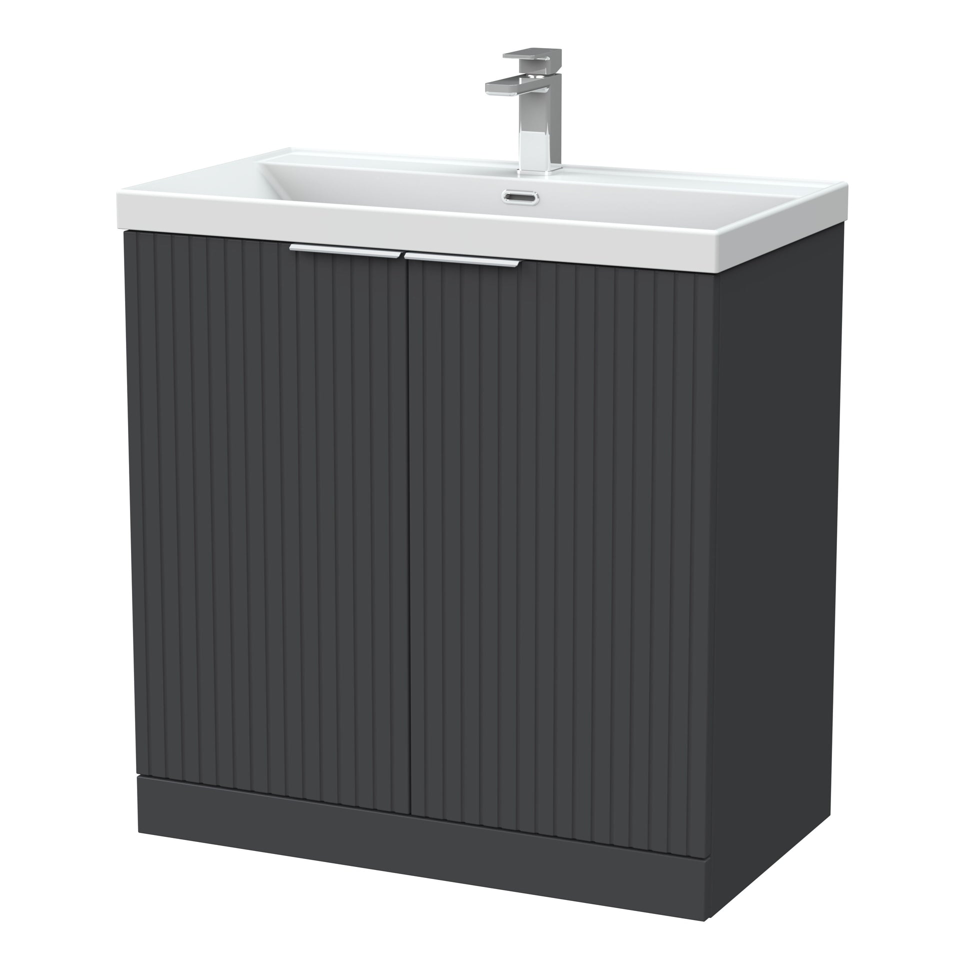 [BFLF1405E] Callingwood Contemporary Floor Standing 2 Door Vanity Unit with Thin-Edge Ceramic Basin, Choice of Size and Colour - Cutout