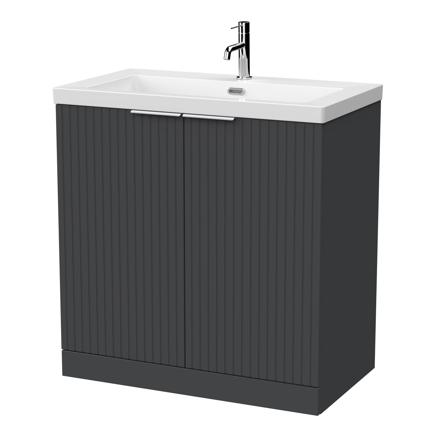 [BFLF1405L] Callingwood Contemporary Floor Standing 2 Door Vanity Unit with 1 Tap Hole Fireclay Basin, Choice of Size and Colour - Cutout