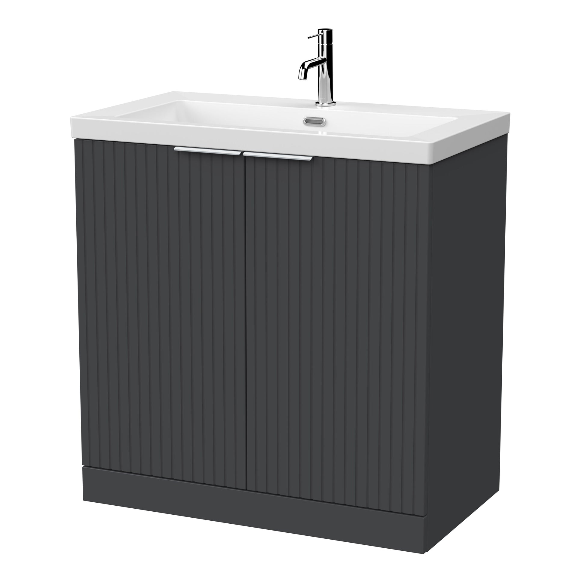 [BFLF1405L] Callingwood Contemporary Floor Standing 2 Door Vanity Unit with 1 Tap Hole Fireclay Basin, Choice of Size and Colour - Cutout