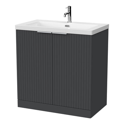 [BFLF1405L] Callingwood Contemporary Floor Standing 2 Door Vanity Unit with 1 Tap Hole Fireclay Basin, Choice of Size and Colour - Cutout