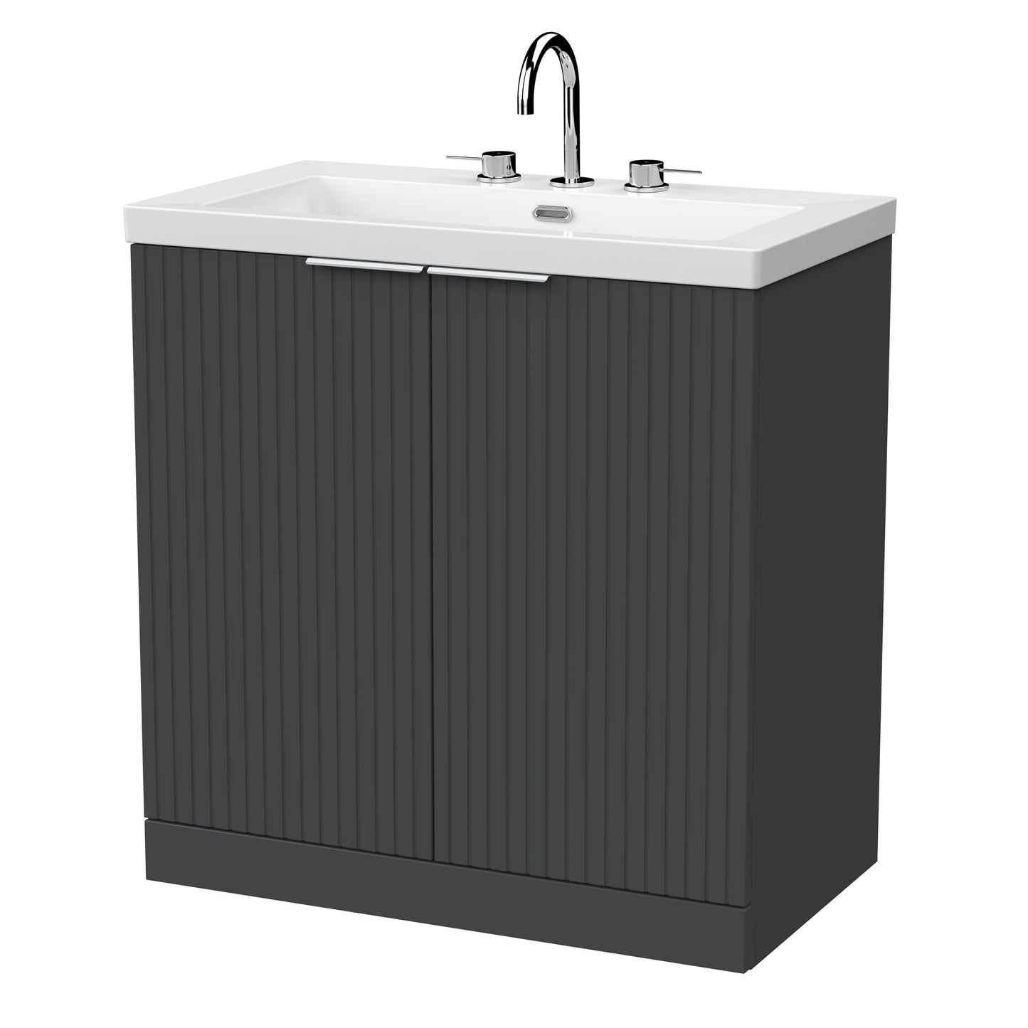 [BFLF1405M] Callingwood Contemporary Floor Standing 2 Door Vanity Unit with 3 Tap Hole Fireclay Basin, Choice of Size and Colour - Cutout