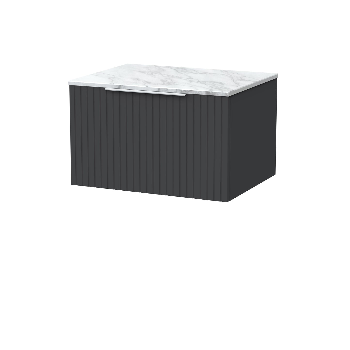 [BFLF1422CMT] Callingwood Contemporary Wall Hung 1 Drawer Vanity Unit with Carrera Marble Worktop, Choice of Size and Colour - Cutout