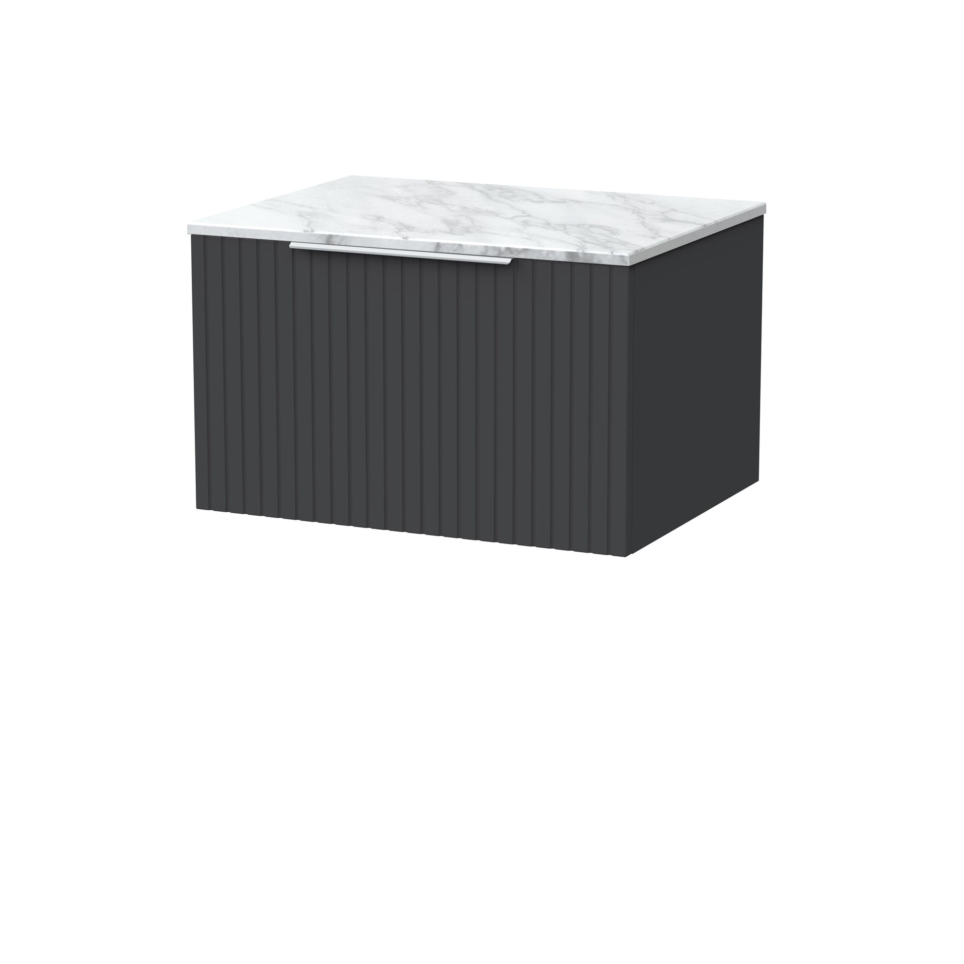 [BFLF1422CMT] Callingwood Contemporary Wall Hung 1 Drawer Vanity Unit with Carrera Marble Worktop, Choice of Size and Colour - Cutout