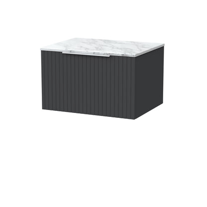 [BFLF1422CMT] Callingwood Contemporary Wall Hung 1 Drawer Vanity Unit with Carrera Marble Worktop, Choice of Size and Colour - Cutout