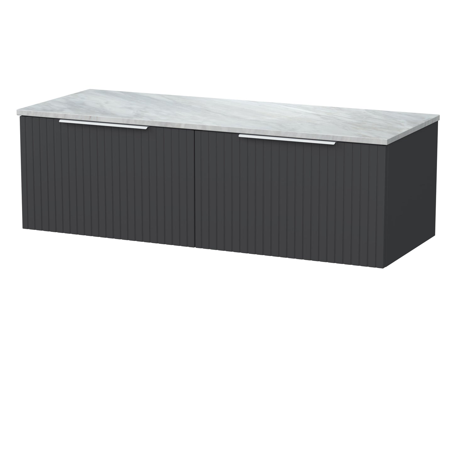 [BFLF1422GMT2] Callingwood Contemporary Wall Hung 2 Drawer 1200mm Vanity Unit with Grey Marble Worktop, Choice of Colour - Cutout