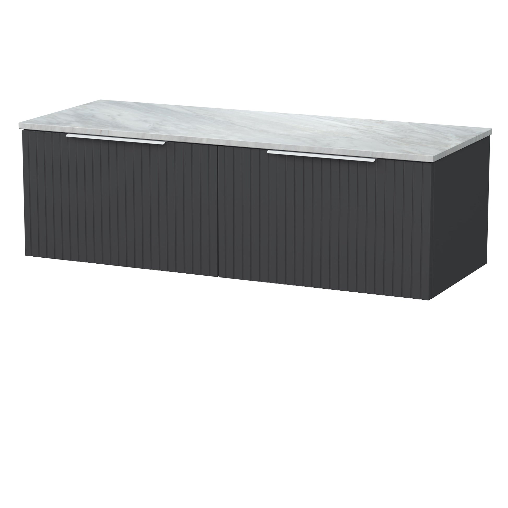 [BFLF1422GMT2] Callingwood Contemporary Wall Hung 2 Drawer 1200mm Vanity Unit with Grey Marble Worktop, Choice of Colour - Cutout