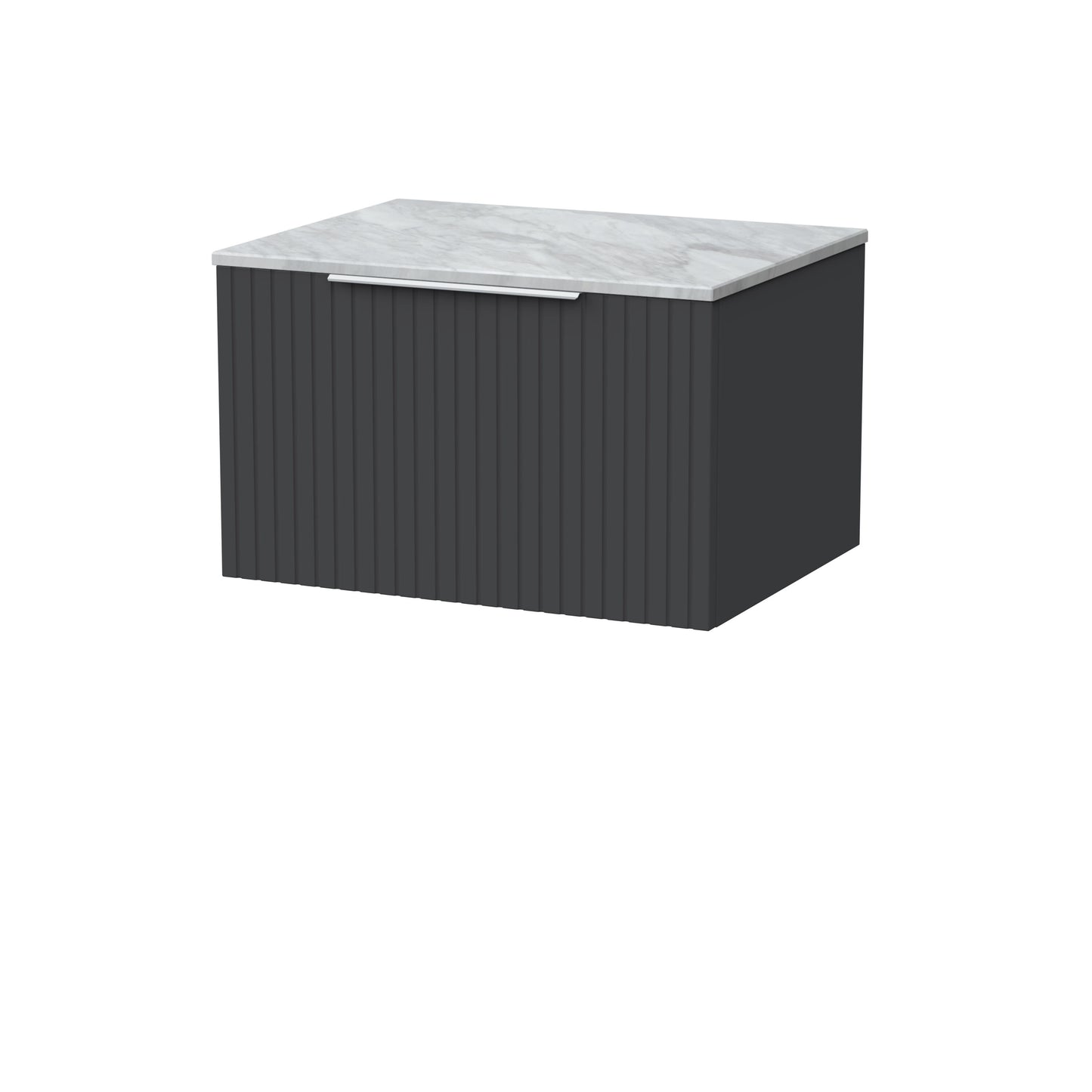 [BFLF1422GMT] Callingwood Contemporary Wall Hung 1 Drawer Vanity Unit with Grey Marble Worktop, Choice of Size and Colour - Cutout