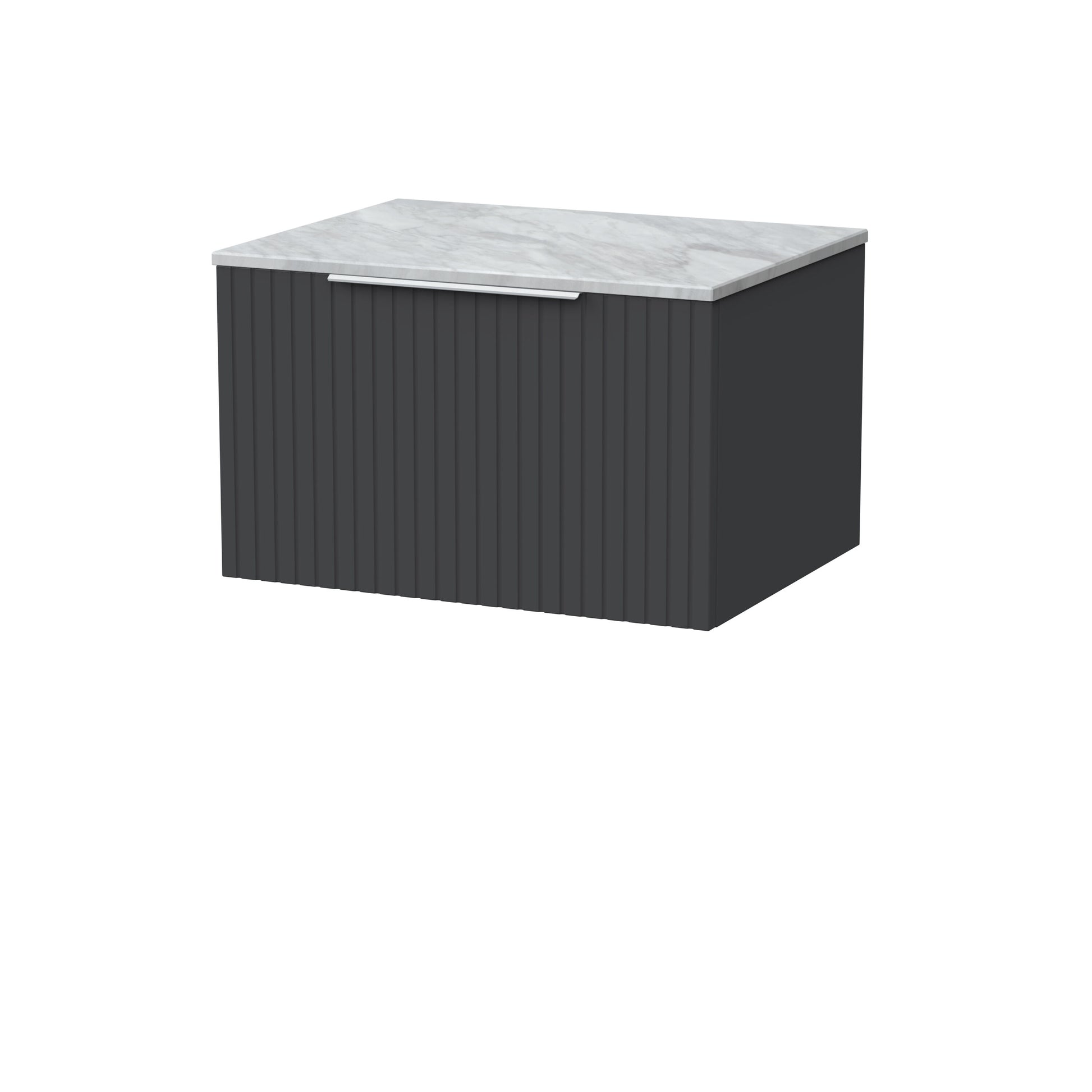 [BFLF1422GMT] Callingwood Contemporary Wall Hung 1 Drawer Vanity Unit with Grey Marble Worktop, Choice of Size and Colour - Cutout