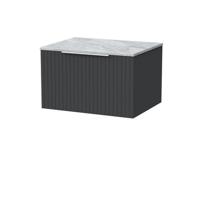 [BFLF1422GMT] Callingwood Contemporary Wall Hung 1 Drawer Vanity Unit with Grey Marble Worktop, Choice of Size and Colour - Cutout