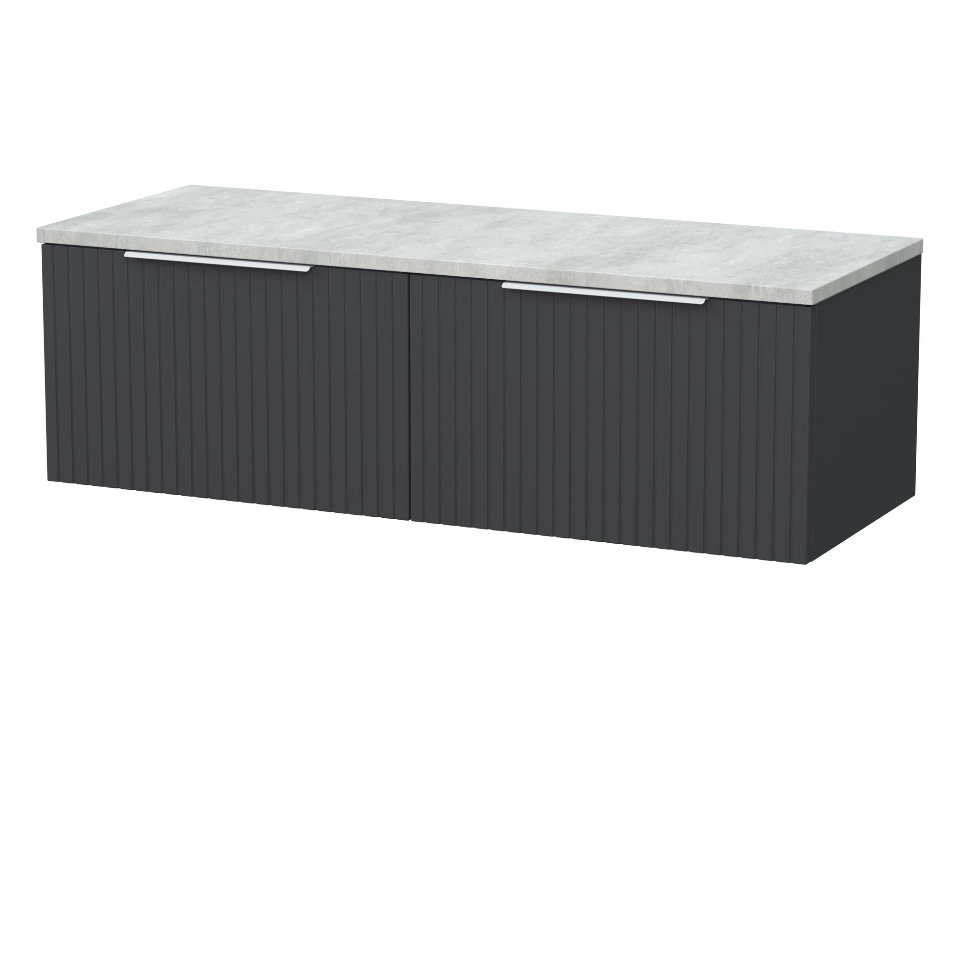 [BFLF1422LBG2] Callingwood Contemporary Wall Hung 2 Drawer 1200mm Vanity Unit with Bellato Grey Laminate Worktop, Choice of Colour - Cutout