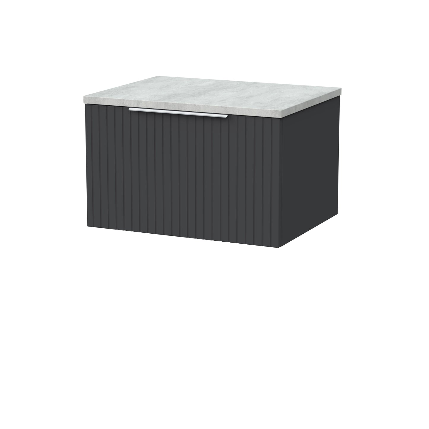 [BFLF1422LBG] Callingwood Contemporary Wall Hung 1 Drawer Vanity Unit with Bellato Grey Laminate Worktop, Choice of Size and Colour - Cutout
