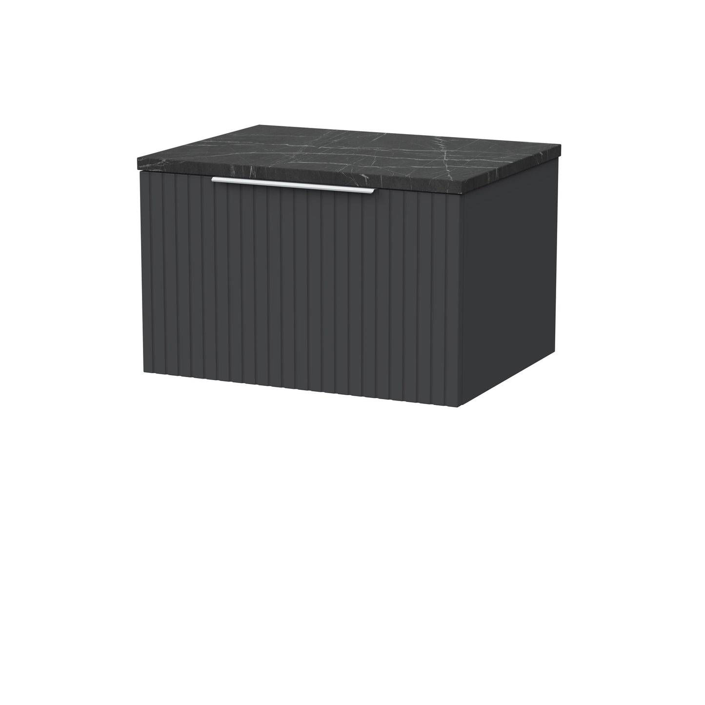 [BFLF1422LBP] Callingwood Contemporary Wall Hung 1 Drawer Vanity Unit with Black Pietra Marble Laminate Worktop, Choice of Size and Colour - Cutout