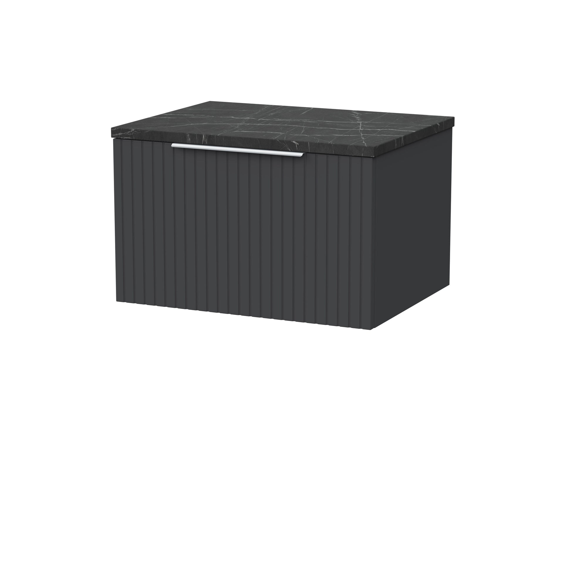 [BFLF1422LBP] Callingwood Contemporary Wall Hung 1 Drawer Vanity Unit with Black Pietra Marble Laminate Worktop, Choice of Size and Colour - Cutout