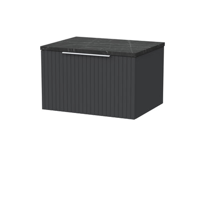 [BFLF1422LBP] Callingwood Contemporary Wall Hung 1 Drawer Vanity Unit with Black Pietra Marble Laminate Worktop, Choice of Size and Colour - Cutout