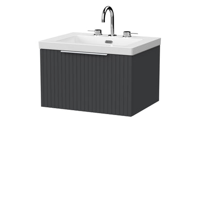 [BFLF1422M] Callingwood Contemporary Wall Hung 1 Drawer Vanity Unit with 3 Tap Hole Fireclay Basin, Choice of Size and Colour - Cutout
