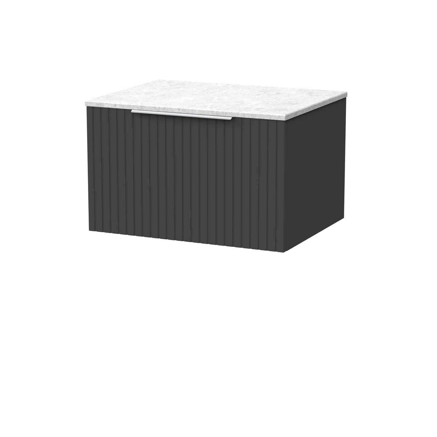 [BFLF1422WMT] Callingwood Contemporary Wall Hung 1 Drawer Vanity Unit with White Marble Worktop, Choice of Size and Colour - Cutout