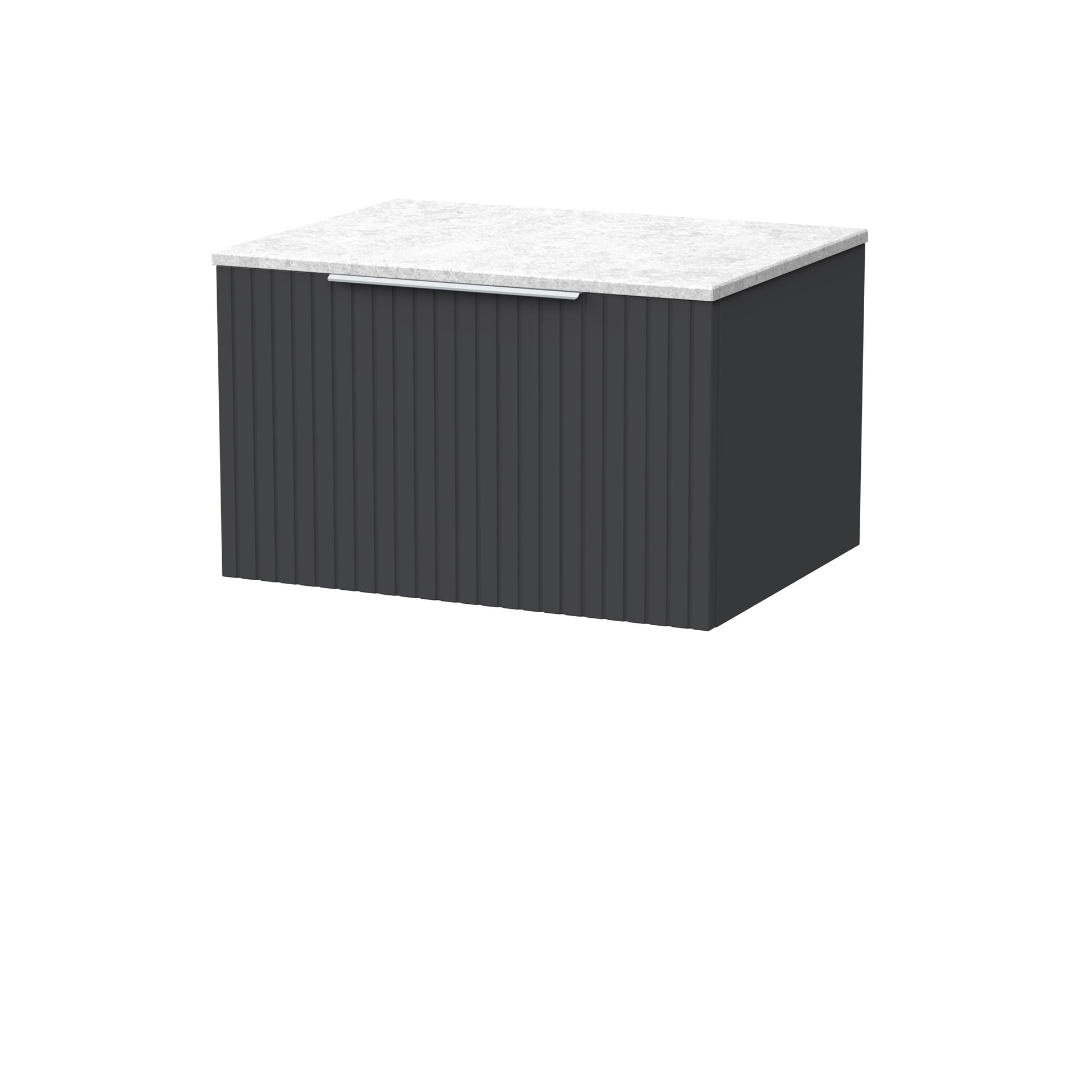 [BFLF1422WMT] Callingwood Contemporary Wall Hung 1 Drawer Vanity Unit with White Marble Worktop, Choice of Size and Colour - Cutout