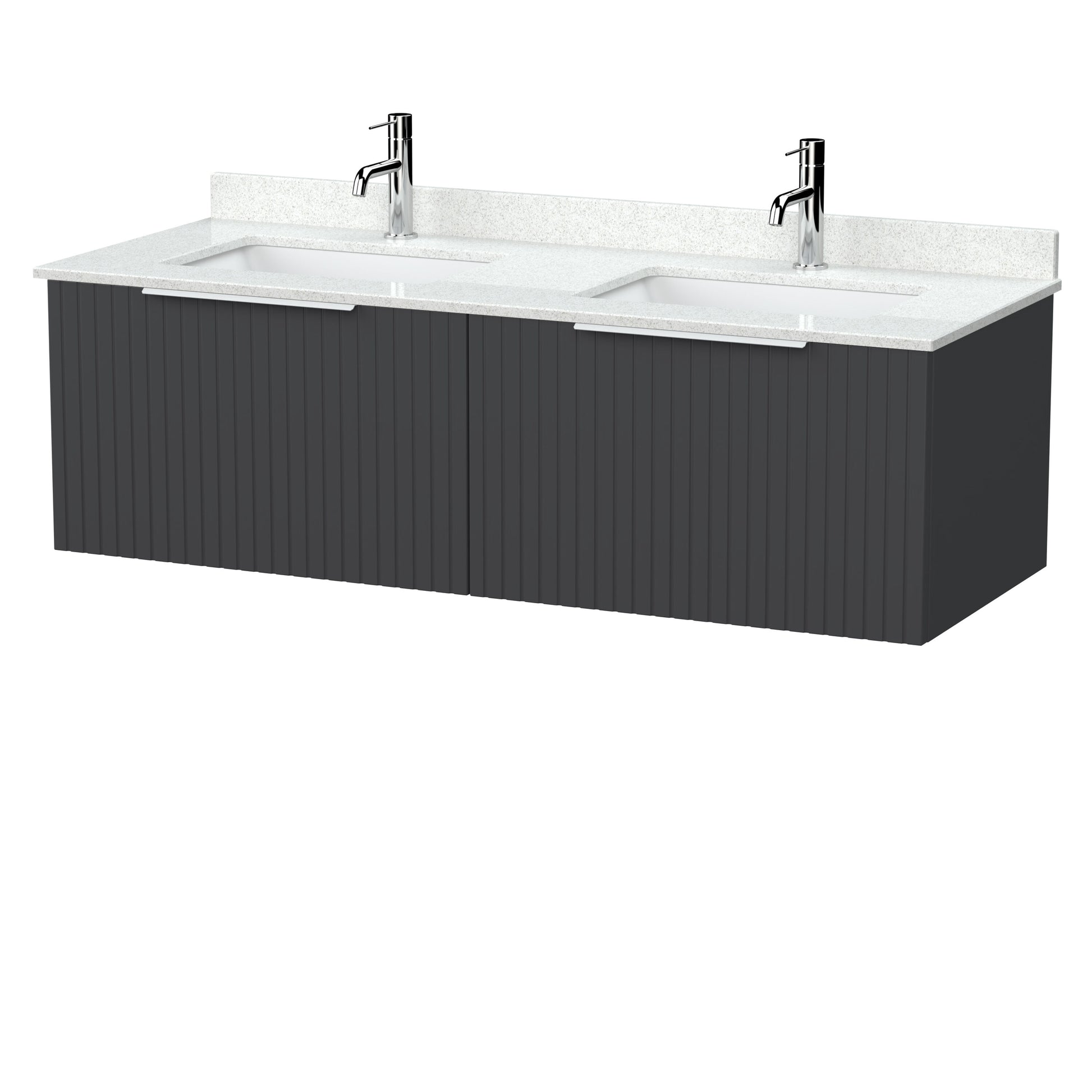 [BFLF1422WS2] Callingwood Contemporary Wall Hung 2 Drawer 1200mm Vanity Unit with Marble Worktop and Double Basin, Choice of Colour - Cutout