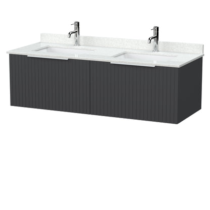 [BFLF1422WS2] Callingwood Contemporary Wall Hung 2 Drawer 1200mm Vanity Unit with Marble Worktop and Double Basin, Choice of Colour - Cutout