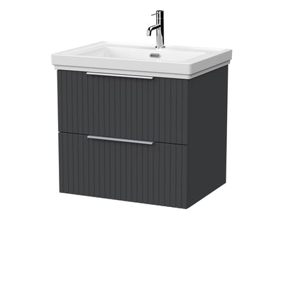 [BFLF1424A] Callingwood Contemporary Wall Hung 2 Drawer Vanity Unit with Traditional 1 Tap Hole Fireclay Basin, Choice of Size and Colour - Cutout