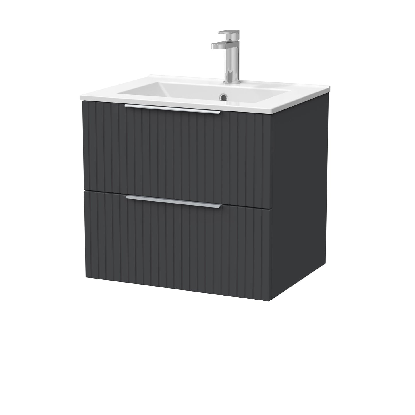 [BFLF1424C] Callingwood Contemporary Wall Hung 2 Drawer Vanity Unit with Minimalist Ceramic Basin, Choice of Size and Colour - Cutout
