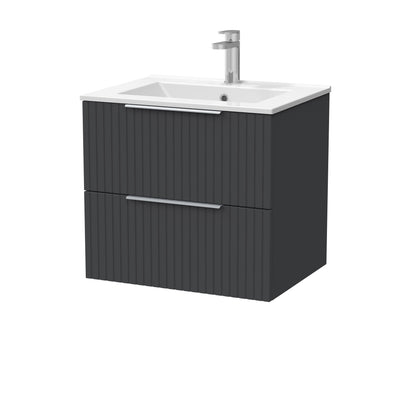 [BFLF1424C] Callingwood Contemporary Wall Hung 2 Drawer Vanity Unit with Minimalist Ceramic Basin, Choice of Size and Colour - Cutout