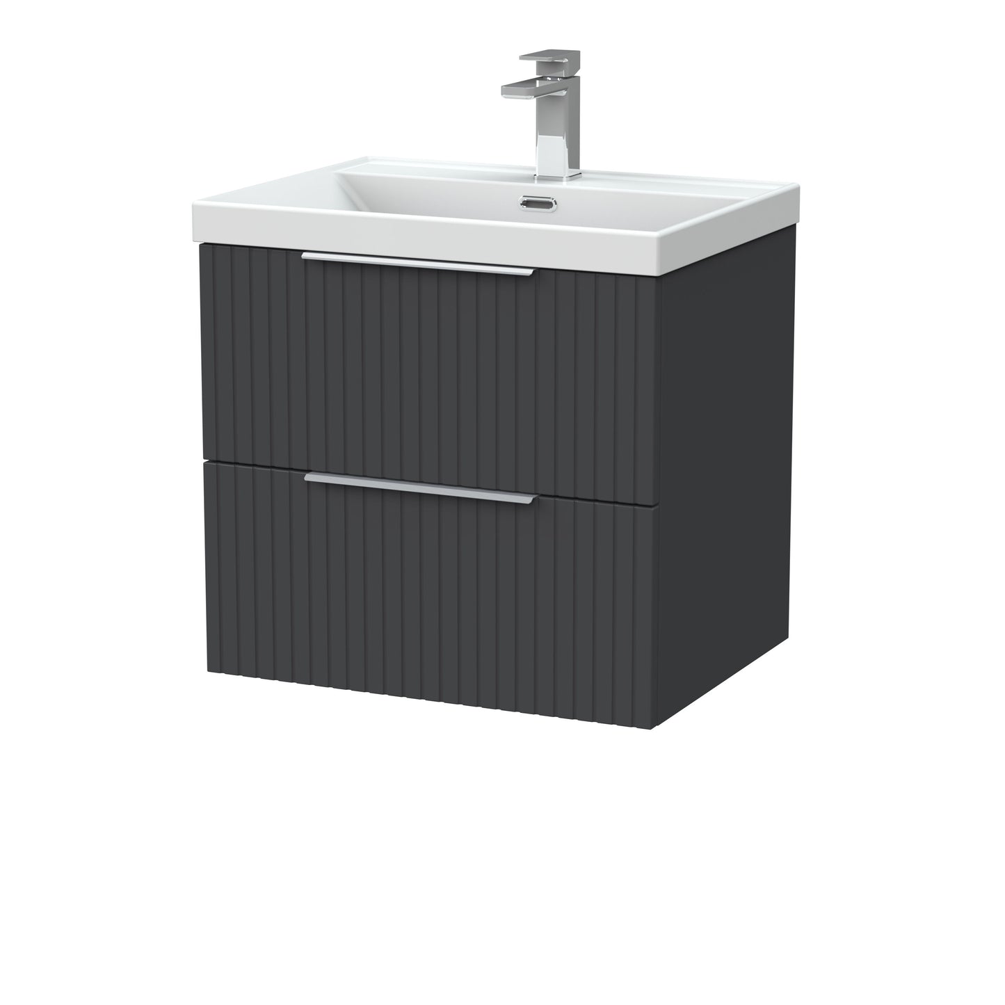 [BFLF1424E] Callingwood Contemporary Wall Hung 2 Drawer Vanity Unit with Thin-Edge Ceramic Basin, Choice of Size and Colour - Cutout