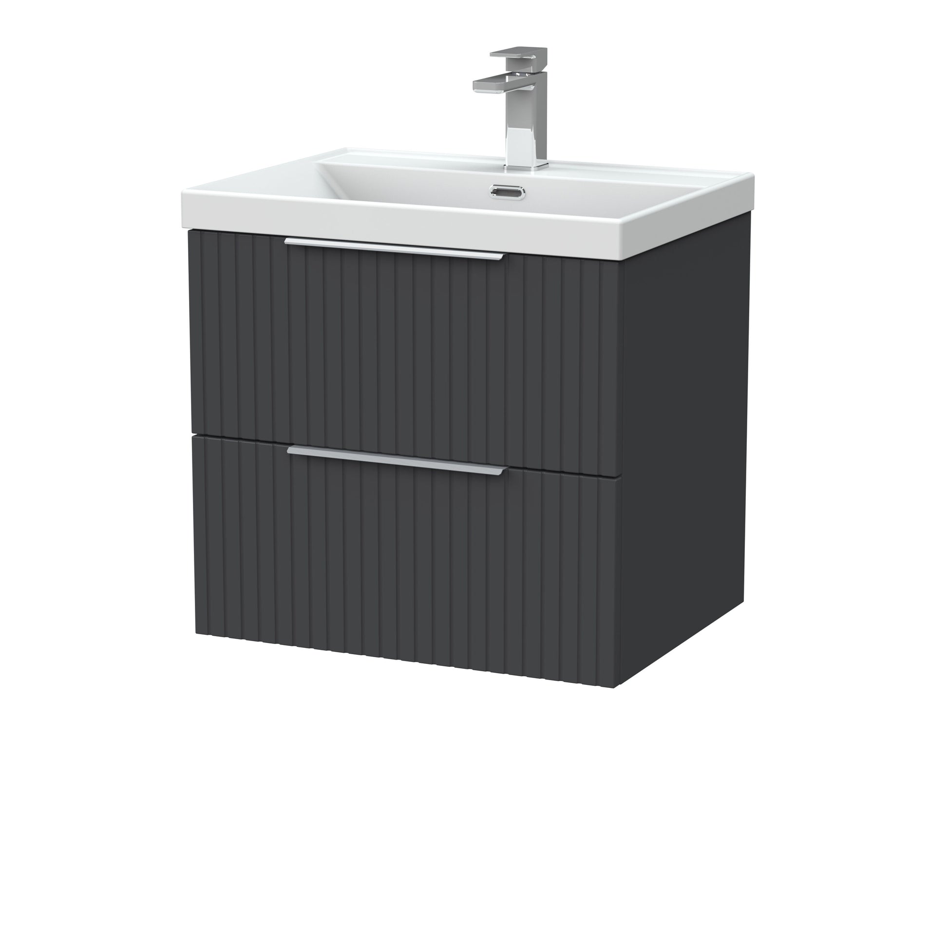 [BFLF1424E] Callingwood Contemporary Wall Hung 2 Drawer Vanity Unit with Thin-Edge Ceramic Basin, Choice of Size and Colour - Cutout
