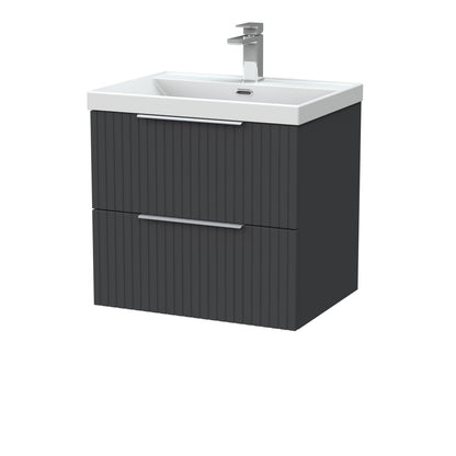 [BFLF1424E] Callingwood Contemporary Wall Hung 2 Drawer Vanity Unit with Thin-Edge Ceramic Basin, Choice of Size and Colour - Cutout