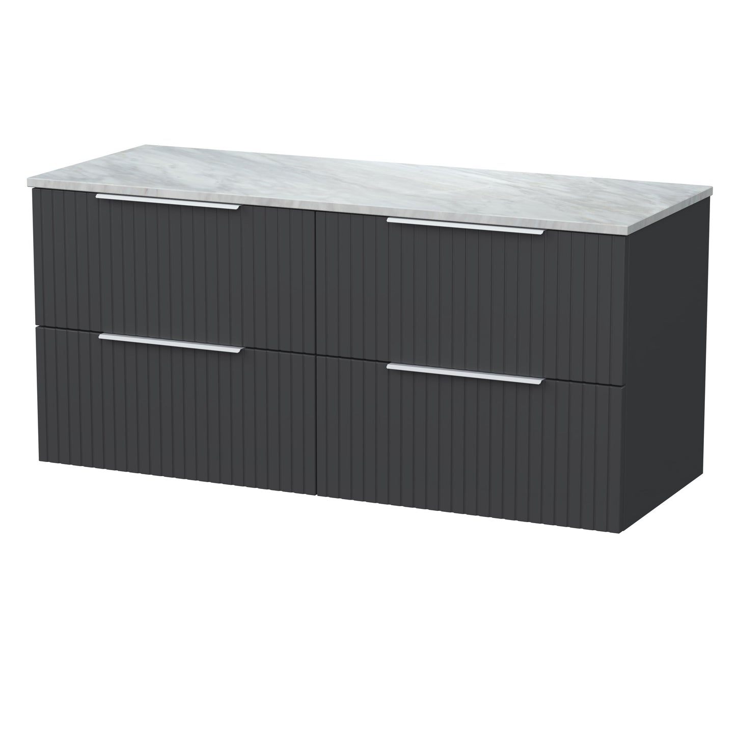 [BFLF1424GMT2] Callingwood Contemporary Wall Hung 4 Drawer 1200mm Vanity Unit with Grey Marble Worktop, Choice of Colour - Cutout